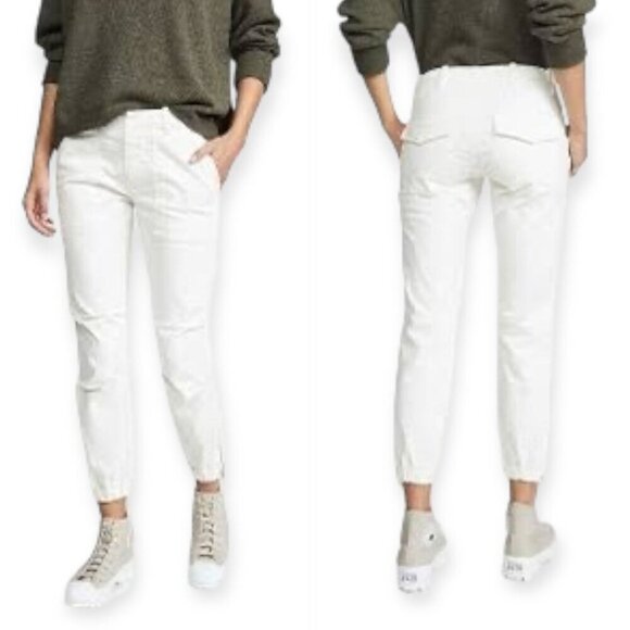 Nili Lotan Cropped Military Pants, Eggshell, Size 0, Ankle Zip, NWT - Picture 1 of 16
